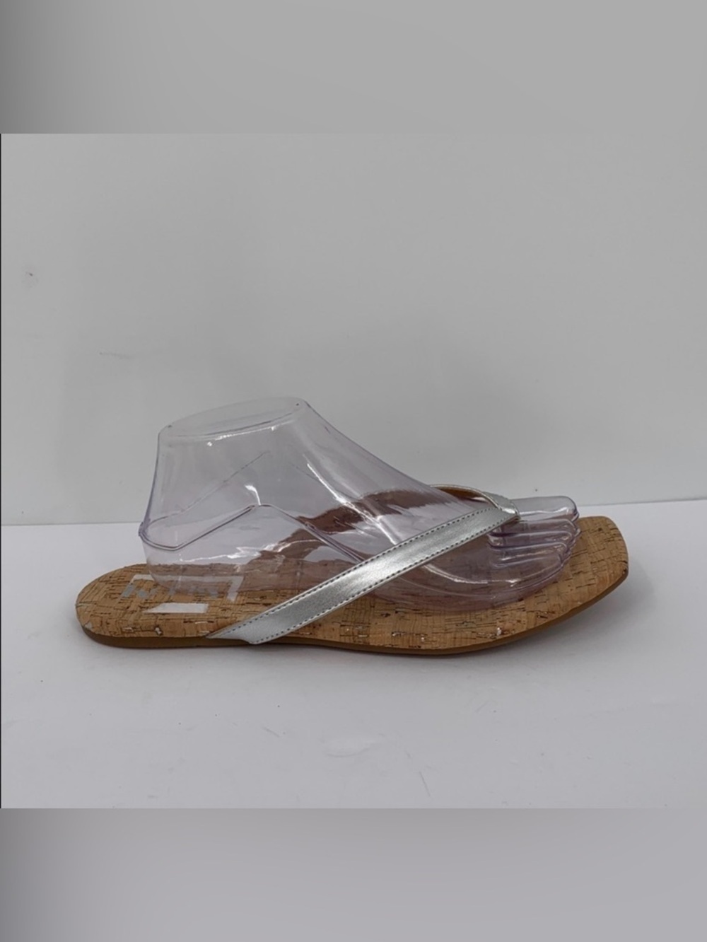 Korks Winnie flip flop thong sandal silver slide shoe cork comfort flat new 10